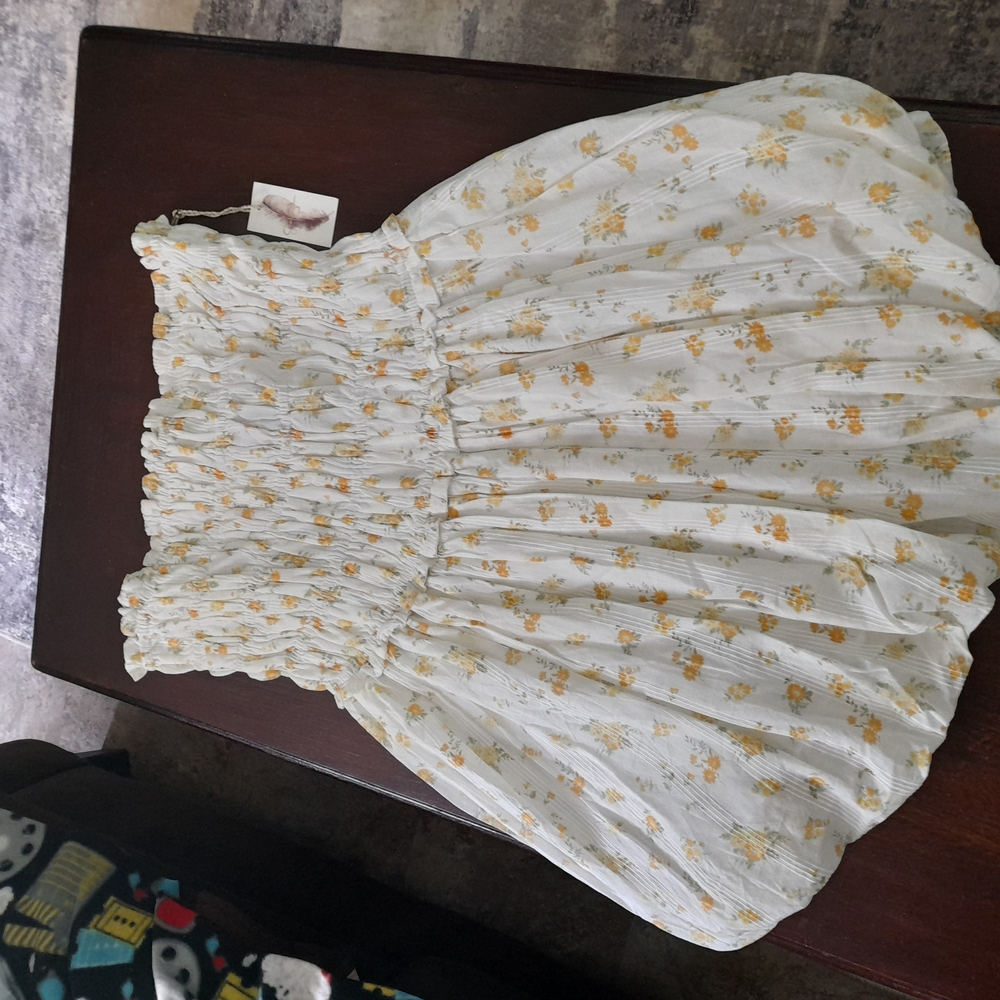 Jessica Simpson Strapless Floral Dress – White & Yellow – Size L – NWT – Summer